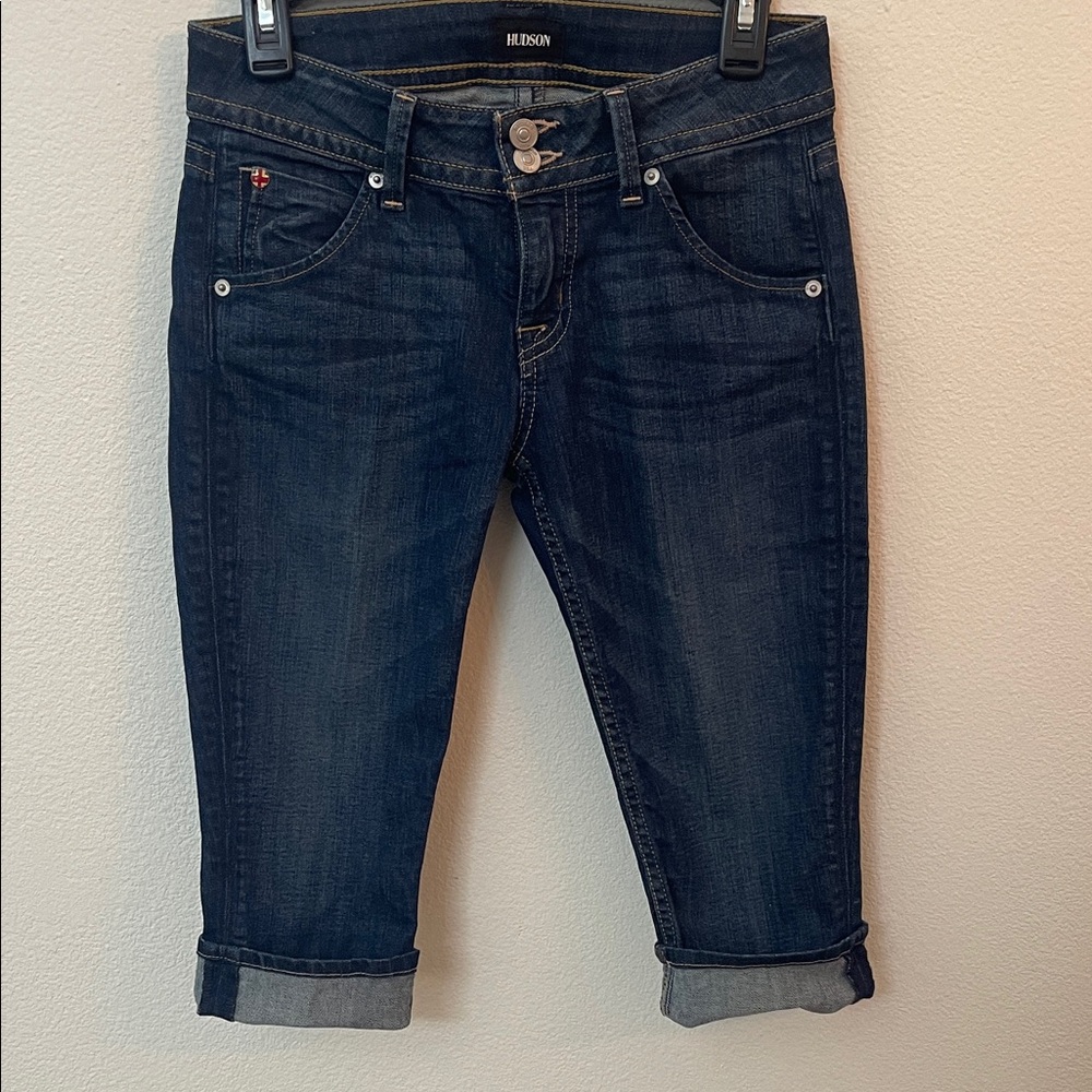 Hudson Malibu Cuffed CapriJeans Dark Blue Denim Size 26 NEW